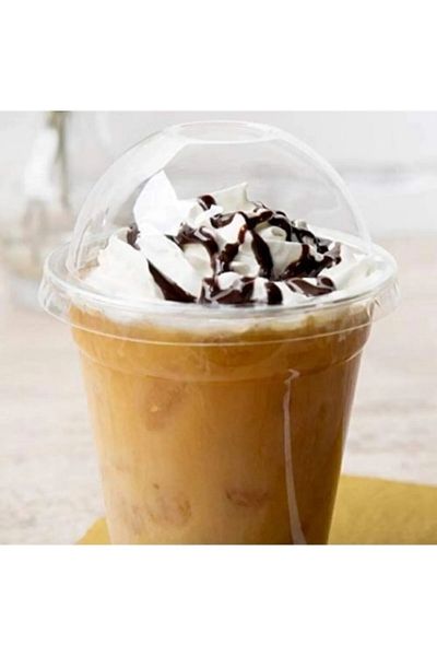 ATY Plastic Pet Cup with Lid 350 Cc 200 Pcs Party Cocktail Ice Cups Cold Drink Cup