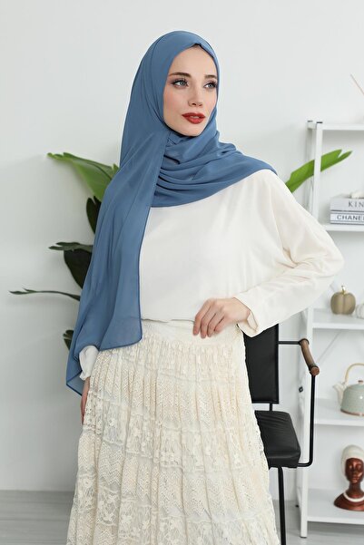 Aisha's Design Πρακτικό σάλι από σιφόν κλασικού σχεδιασμού, PS-11, Indigo