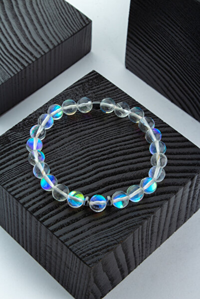 Uçar Doğaltaş Termal Kuvars Doğal Taş Küre Kesim Parlak Beyaz 8mm Bileklik