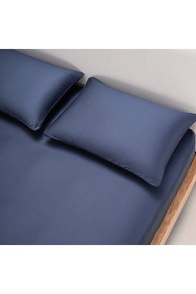 Penelope 100% Cotton Satin - Navy Blue Sheet Set 100X200 Cm, Elastic - Lia Series