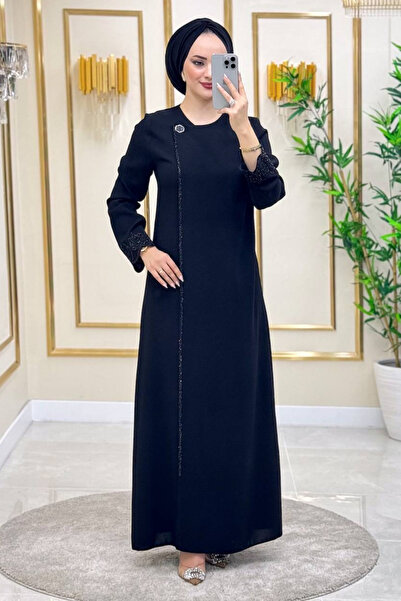 ENDAMLI Taş Detaylı Şık Kadın Tesettür Ferace 2161