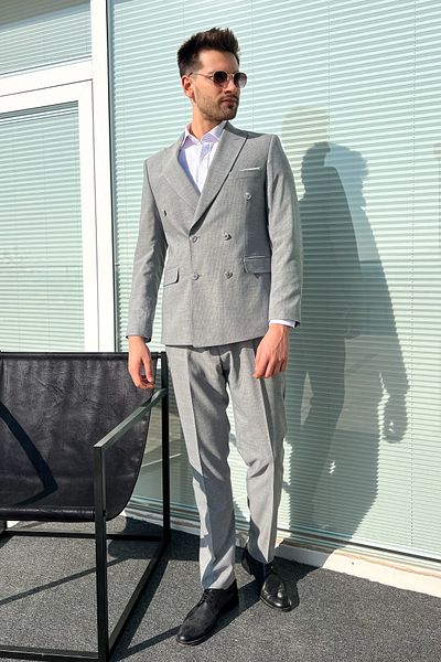 ModaPlaza Men's Double Breasted Suit 4027