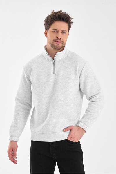 yakamor Ανδρικό φούτερ ψηλός λαιμός με μισό φερμουάρ