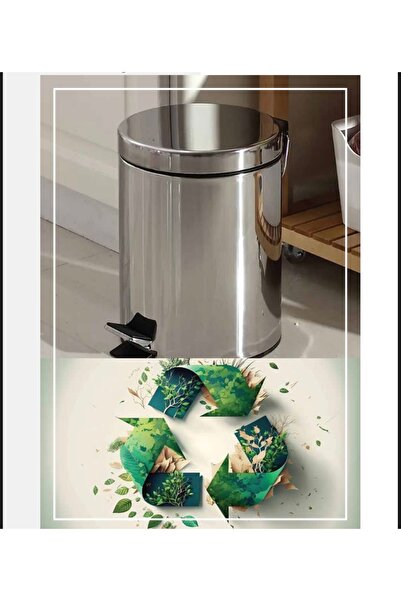 İSAOĞLU YAPI Banyo Çöp Kovası Pedallı Paslanmaz Kova 5 Litre Hacim