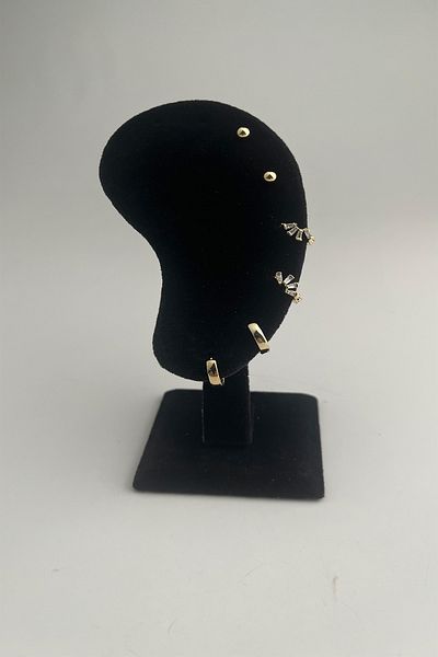 Modex Gold Color Minimal Multiple Earrings Set