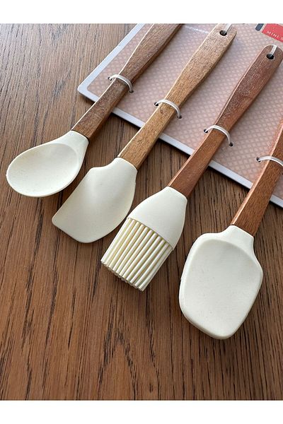 MİEN Mini Silicone Spatula Set - Acacia Handle