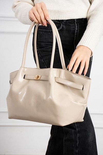 Mojeva Sahra Premium Cream Women's Hand and Shoulder Bag with Special Lock Accessories