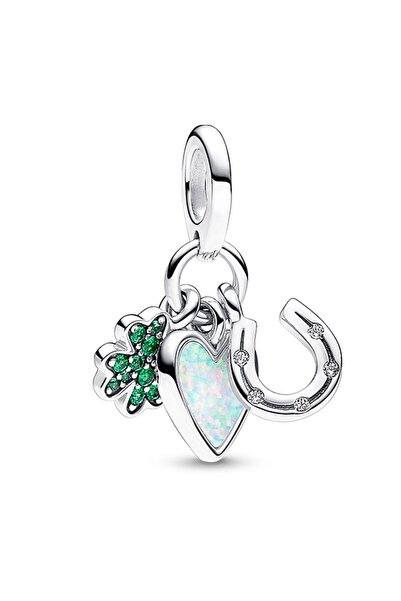 Pandora Dört Yapraklı Yonca, Kalp ve At Nalı Üçlü Sallantılı Charm