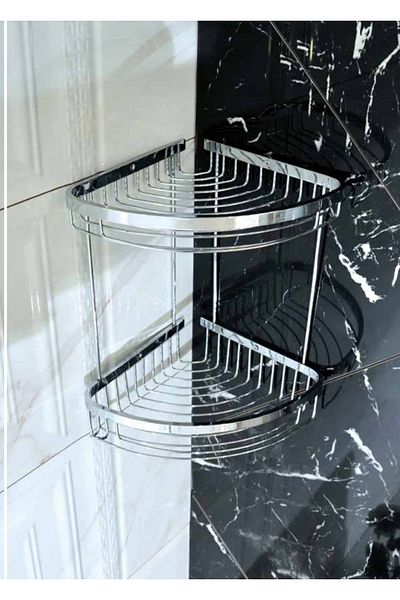 İSAOĞLU YAPI Bathroom Shampoo Holder Brass Material Stainless Double Shampoo Holder