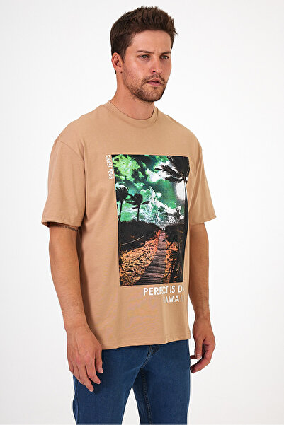 Rodi Erkek Bisiklet Yaka Hawaıı Baskılı T-shirt 7021