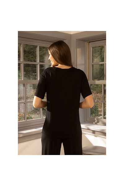 Penelope Colecția Baily - Tricou negru cu mânecă scurtă pentru femei M