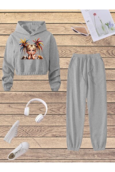 armicem Trening Crop cu glugă cu imprimeu Cute Friends și set de pantaloni cu...