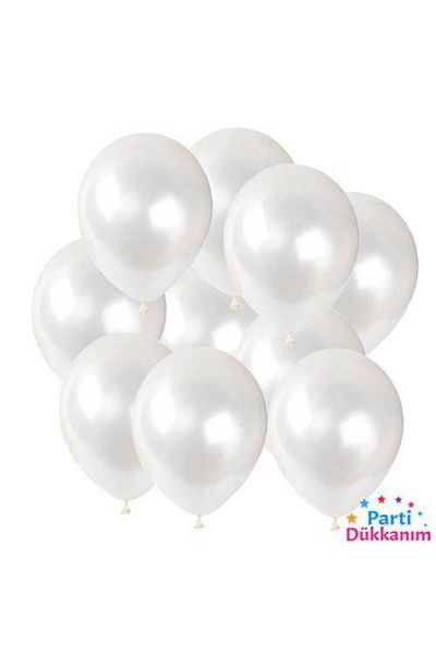 Parti Dükkanım 20 Mini White Metallic Balloons - 6 Inch