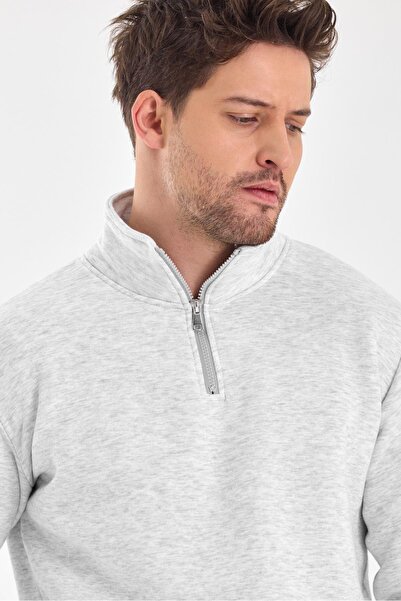 yakamor Ανδρικό φούτερ ψηλός λαιμός με μισό φερμουάρ