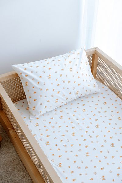 TBA COLLECTION Single Elastic Sheet Set |   Peachy Flowers