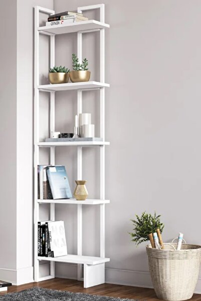 Plus aksesuar Dekoratif Tasarım Köşe Kitaplık Aksesuar Rafı 5 Katlı Raf Kitaplık