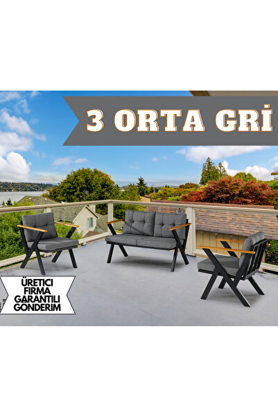 Dekoroom's Zeta 2 1 1 Pofuduk Balkon Takımı, Bahçe Mobilyası, Çay Seti, Kafe ...