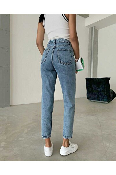 Trn JNS Afra Snow Wash Lycra Mom Jean High Waist Denim Jeans