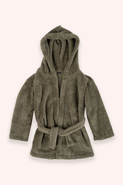 Panço Unisex Peluş Haki Sabahlık