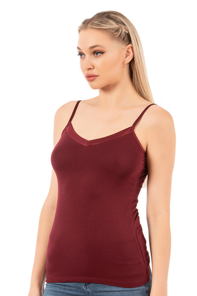 ÖZKAN underwear Özkan 25217 Women's Thin Strap Viscose Flexible Soft Satin Collar Athlete