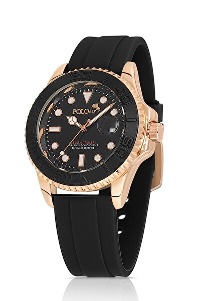 Poloair Men's Black Copper Colored Coral Calendar Wrist Watch - Pl-0941E3X