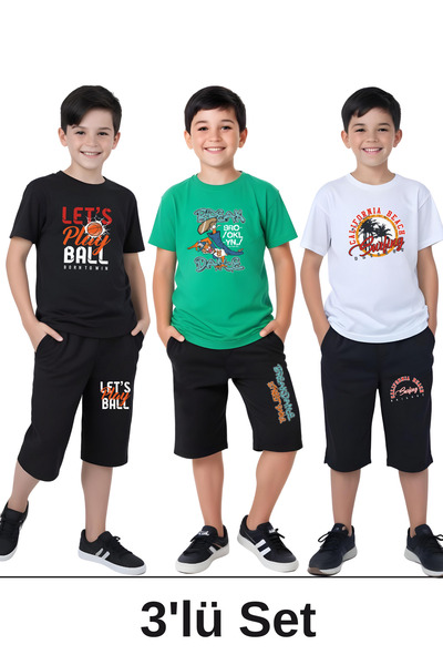 YA KO KİDS 3-dijelni set za surfovanje, igru i ples Štampano za dečake, kratk...