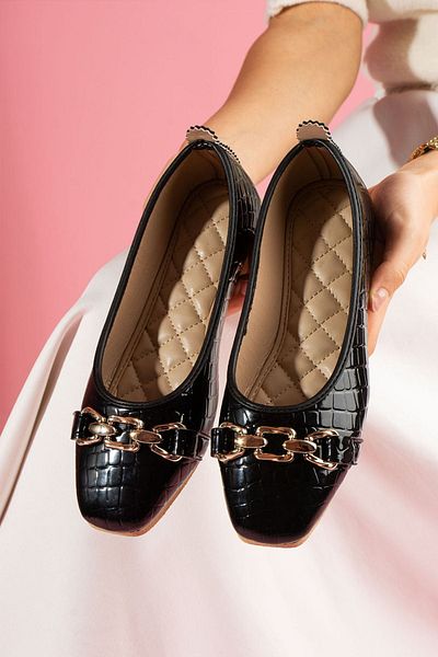 FUGA MODA Kedja Black Crocodile Chain Accessory Ballerinas