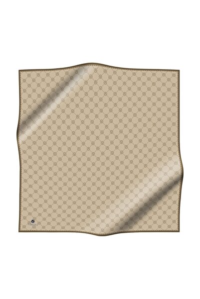 Vissona Twill Silk Scarf Monogram Beige 52033-4