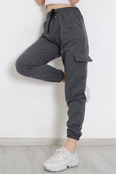 THE WHITE Pantaloni de sport pentru femei, de culoare antracit, cu buzunar ca...