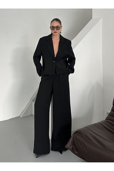 Laluvia Set pantaloni jachetă Paulina neagră-9489