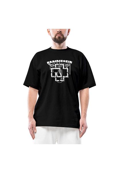 Z zepplin Rammstein Chain Logo Oversize Μαύρο T-Shirt