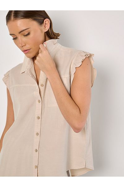 Apricot Bluse mit Rüschensaum