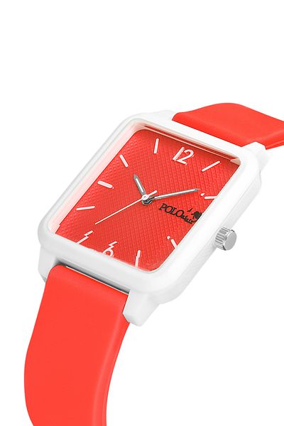 Polo Air Unisex Fuchsia White Sports Wristwatch - Square Case, Silicone Cord, Pl-1509B3X