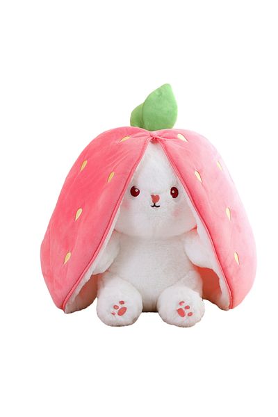 Choice 18cm Creative Funny Doll Carrot Rabbit Plush Toy Stuffed Soft Hiding in Strawberry Bunny Bag Toys...