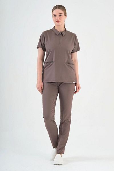 Owlet Medikal Set cu guler polo din lycra din nurcă închisă