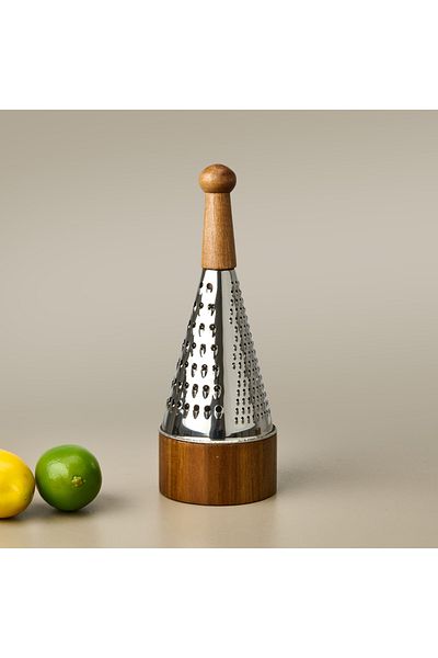AROW Conical Grater with Acacia Bowl - Brown - 30X11 cm