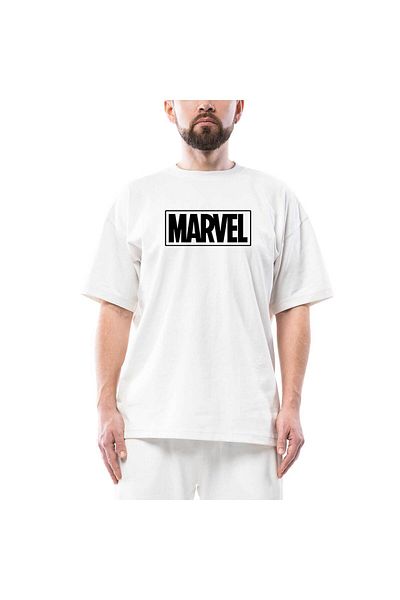 Z zepplin Λευκό μπλουζάκι με λογότυπο Marvel Oversize