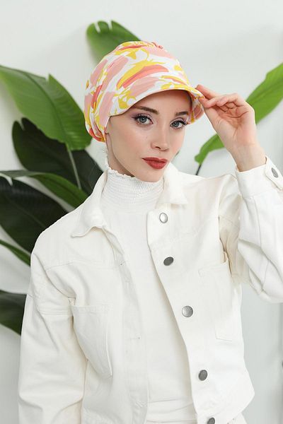 Aisha's Design Patterned Combed Cotton Visor Hat - Bonnet,B-73Yd