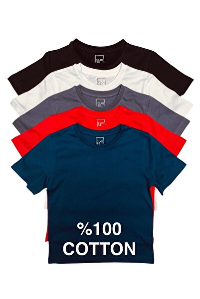 Cloise Pack of 5 Kids Basic T-shirt - 100% Cotton