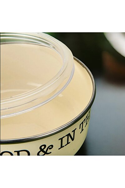 Sevinse Home 3 Pieces Mood Enamel 12-14-16cm Storage Container with Lid 3-Piece Cream