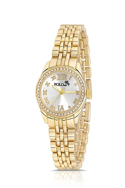 Polo Air ساعة يد نسائية بأرقام رومانية ذهبية اللون - PL-1506B1x