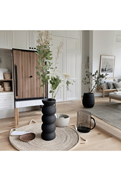 SEVMİNE Vază de 20 cm, simplă, neagră, elegantă, în stil boem, în stil scandinav