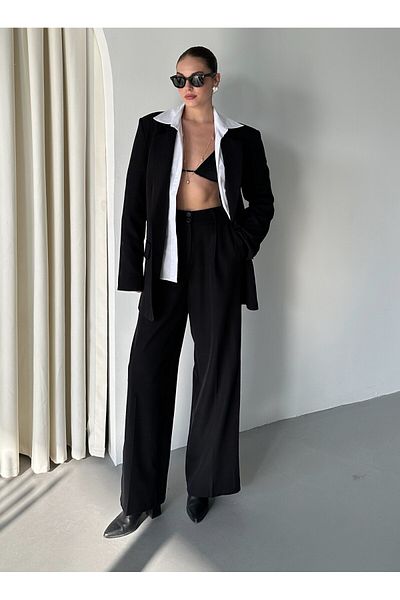 Laluvia Set pantaloni jachetă Cintia neagră - 98612