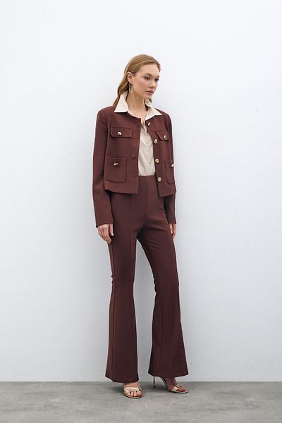 Sateen Pantaloni evazați - maro
