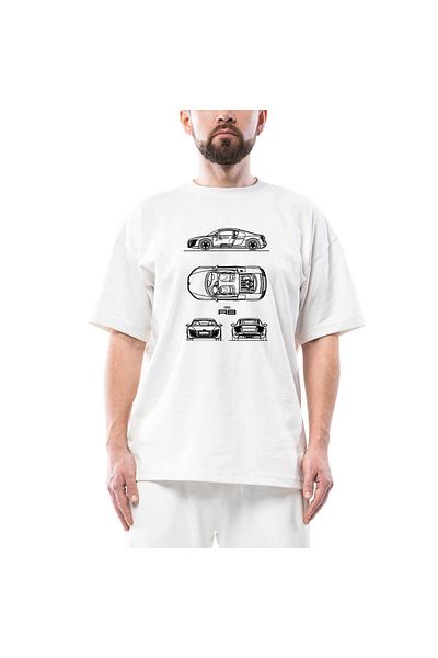 Z zepplin Λευκό μπλουζάκι Audi R8 Blueprint Oversize