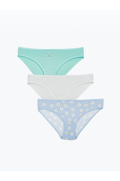 LC Waikiki Floral Bikini Panties 3 Πακέτο - S51705Z8