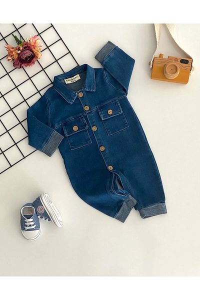 Lolons Necix's Buttoned Baby Denim Jumpsuit