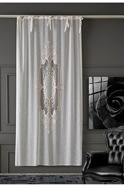 CASA NATURALE Keten Görünümlü Nakışlı Panel Perde 9076-02-392