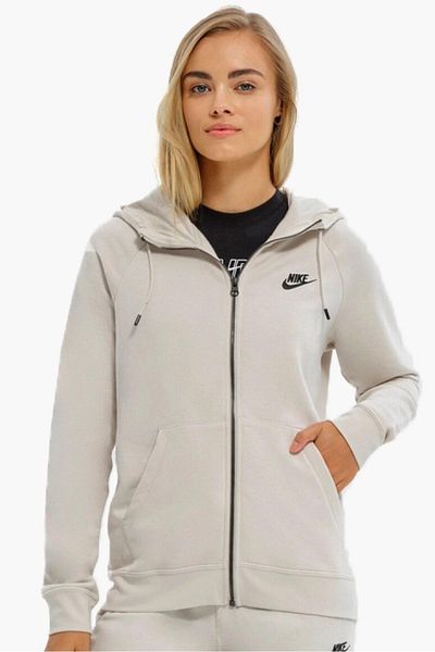 Nike Sportswear Essential Fleece Full Zip Hoodie Γυναικεία φούτερ με κουκούλα Κρέμα