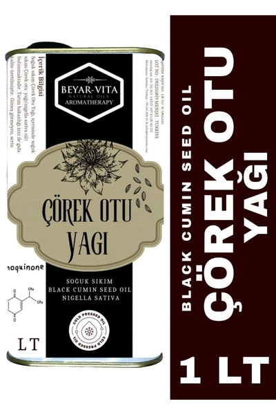 BEYARVİTA Black Cumin Seed Oil 1 Liter Cold Pressed - Pure and Natural - Tin ...
